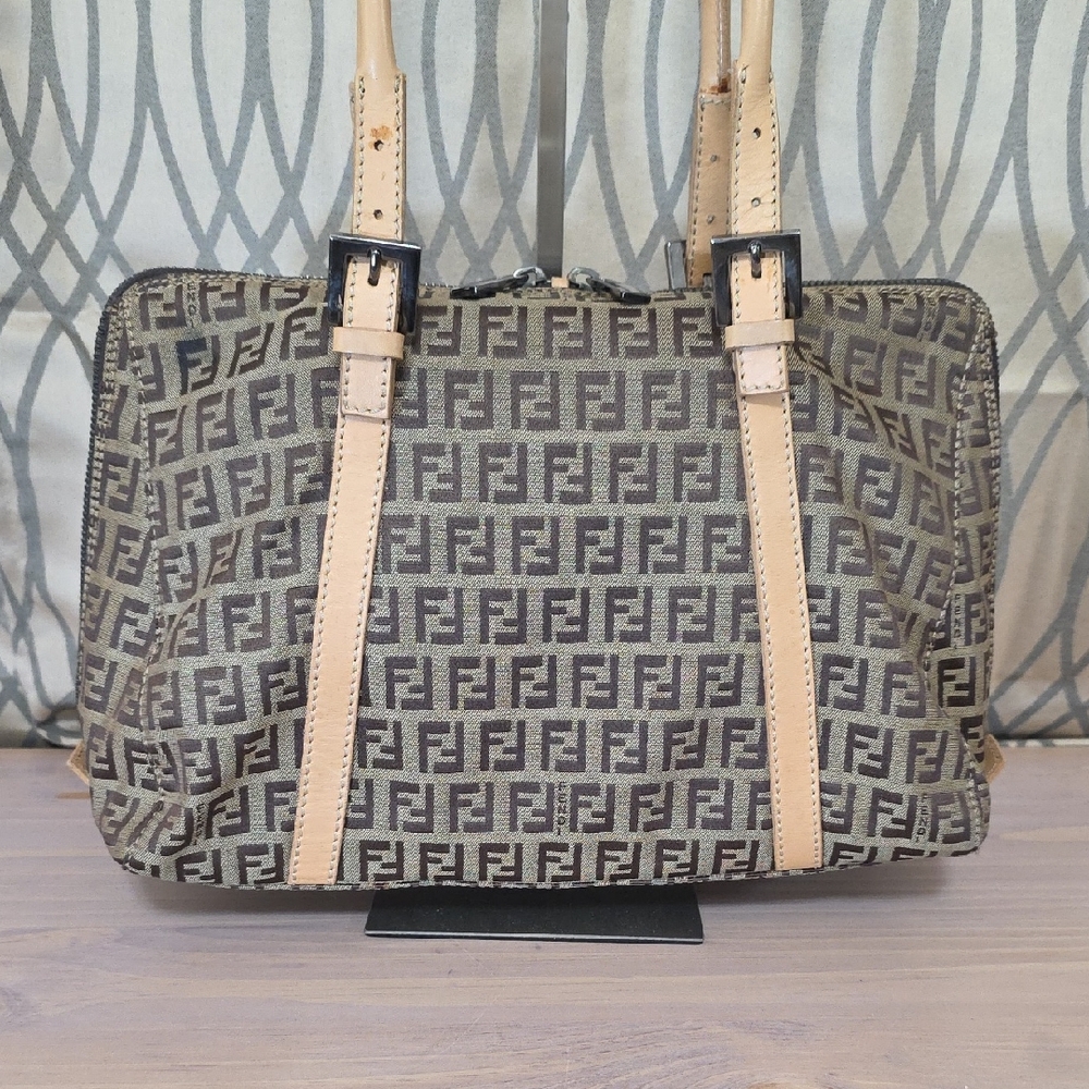 Fendi Brown Monogram Bag with Cream Straps